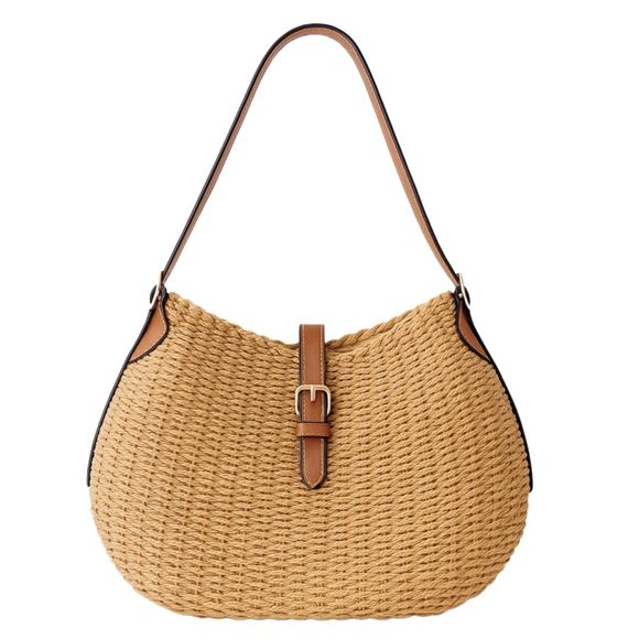Handmade Straw Shoulder Bag, Summer Beach Bag, Adjustable Strap :> - Picture 1 of 9